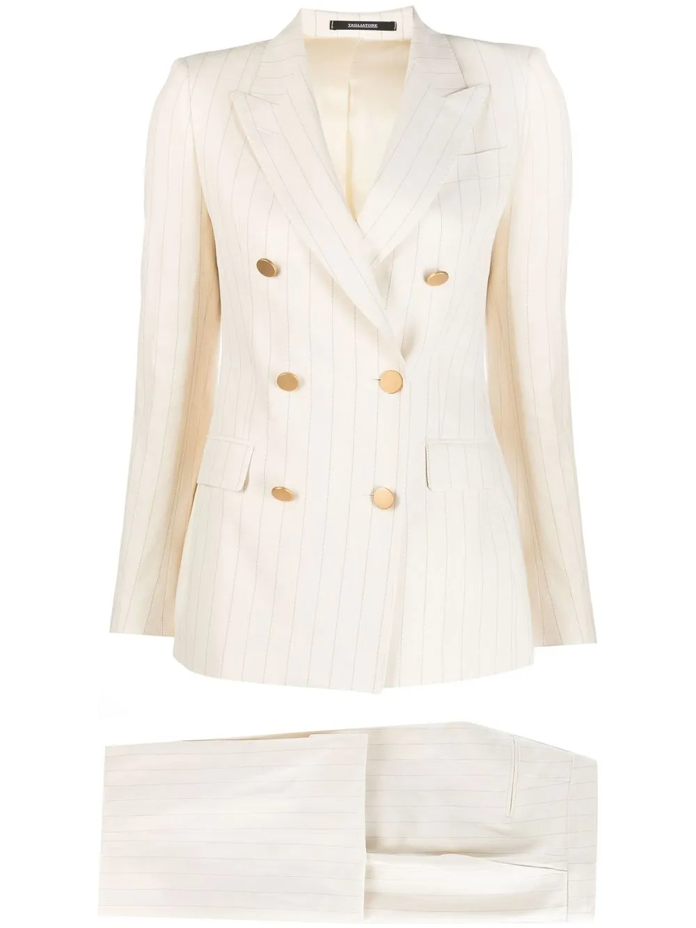 

Tagliatore double-breasted pinstripe trouser suit - White