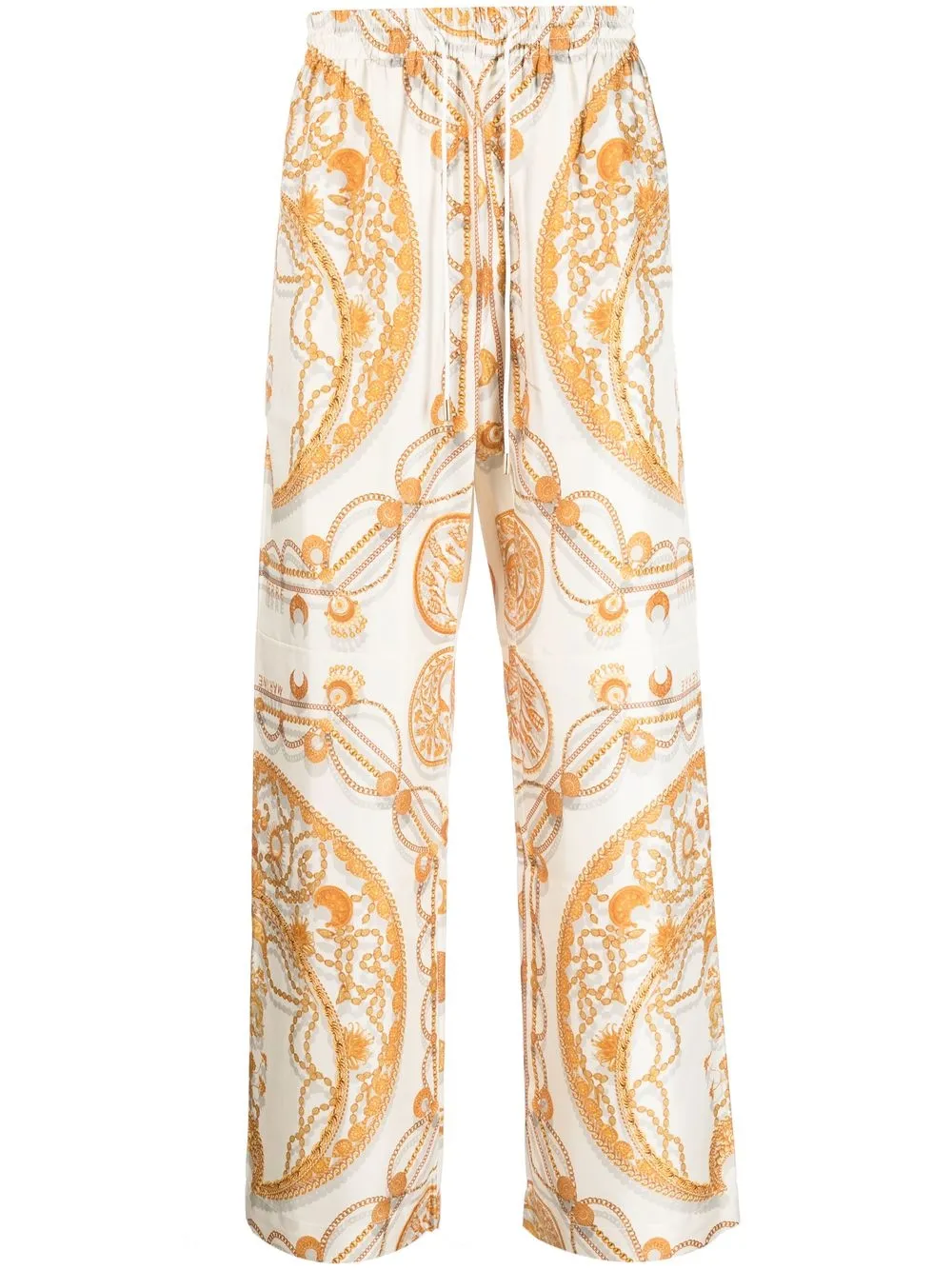 

Marine Serre Ornament Jewellery-print silk trousers - Neutrals