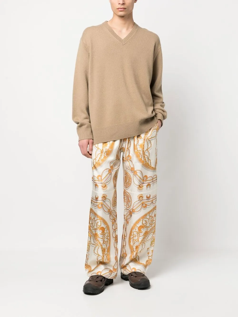 Marine Serre Broek met print - Beige