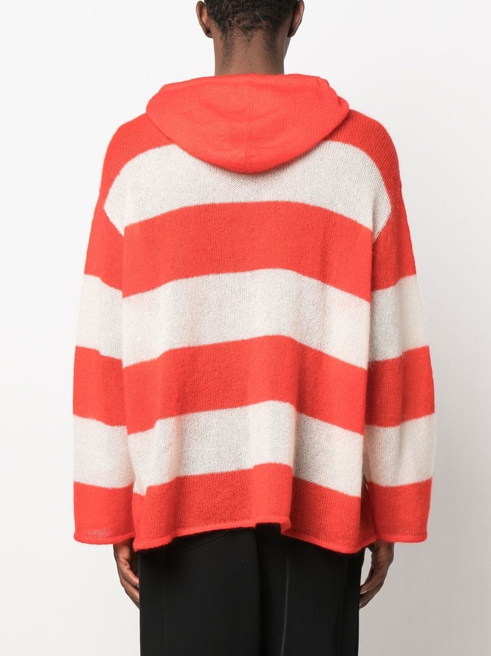 Shop Sunnei Striped Intarsia Knit Hoodie In White
