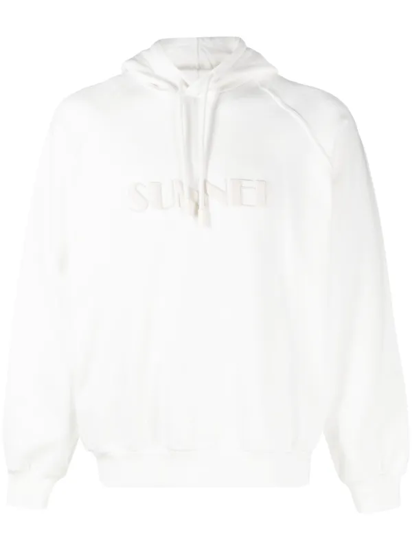 Sunnei logo-embroidered Cotton Hoodie | White | FARFETCH HK