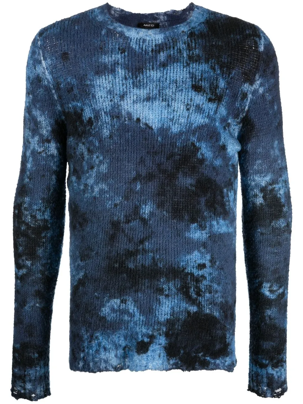 

Avant Toi distressed-finish graphic-print jumper - Blue