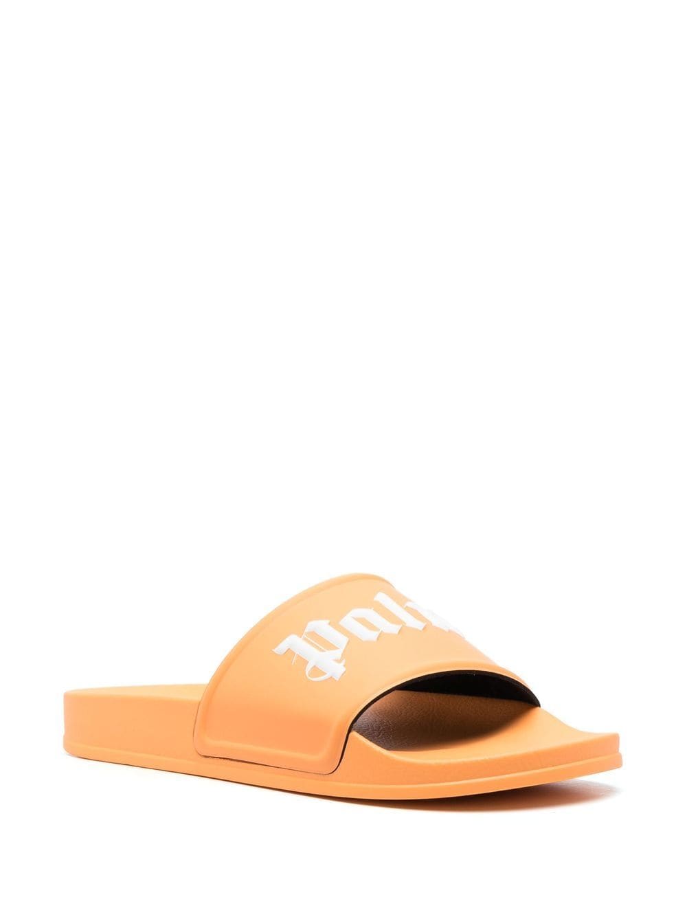 Shop Palm Angels Logo-embossed Slides In Orange