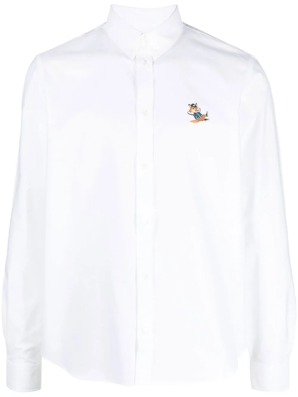 

Maison Kitsuné fox-patch long-sleeve shirt - White