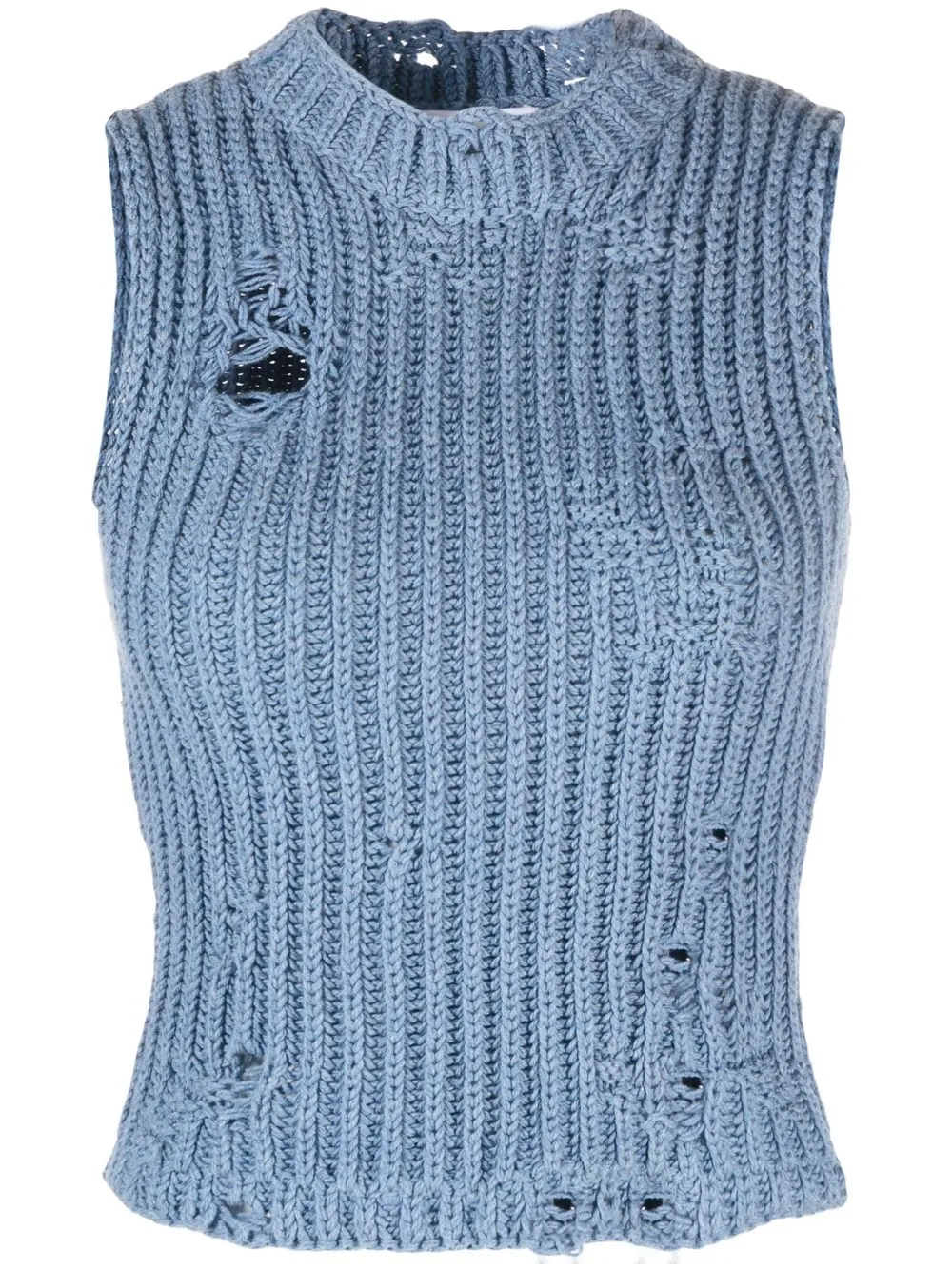 

JW Anderson distressed crew-neck knitted top - Blue