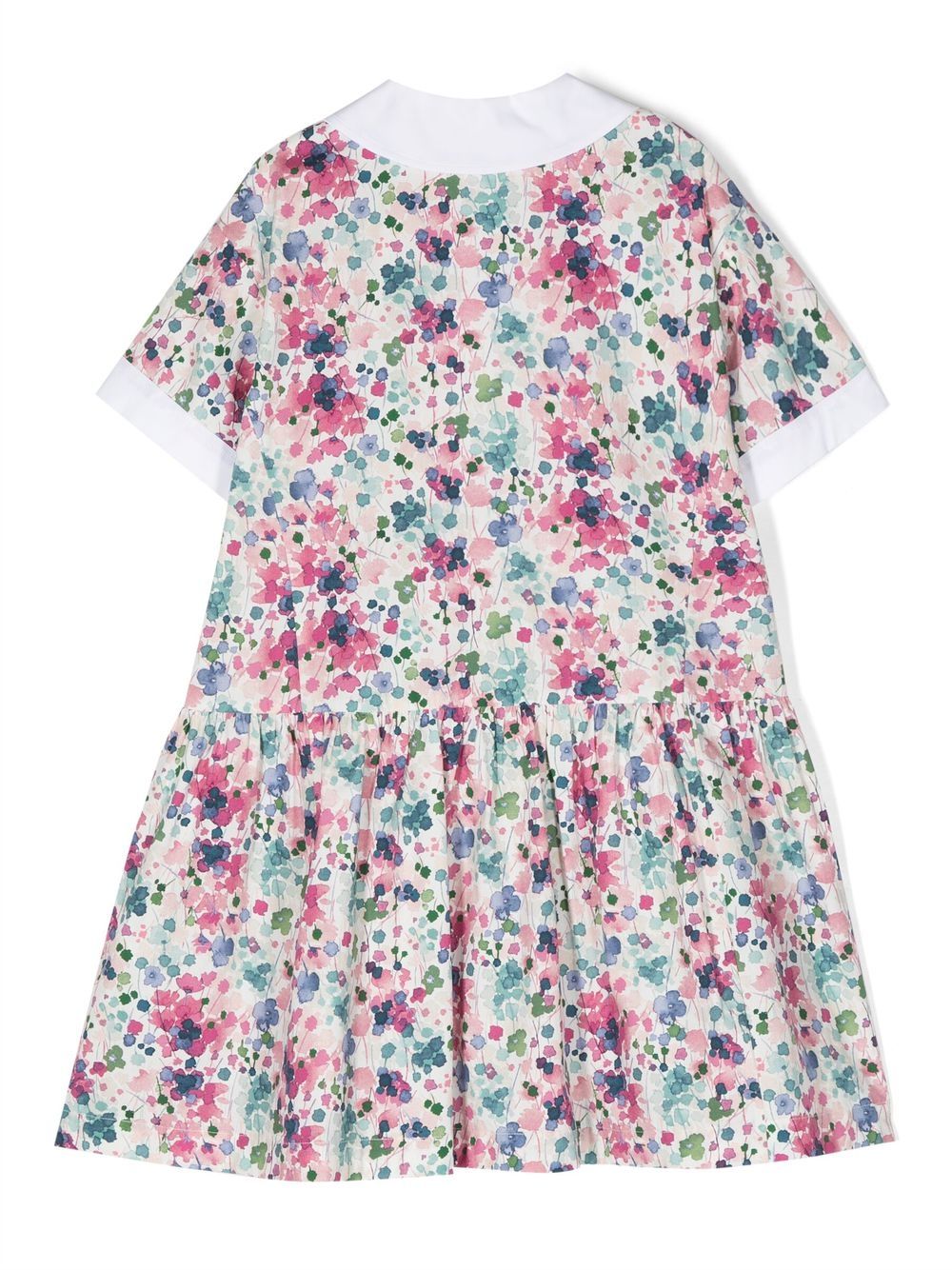 Shop Il Gufo Watercolour-floral-printed Dress In Pink
