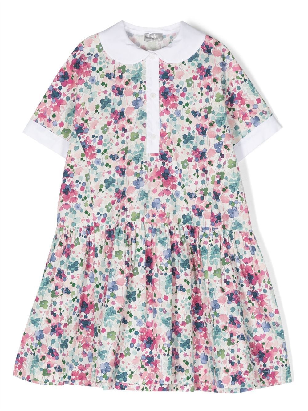 Il Gufo Kids' Watercolour-floral-printed Dress In Pink