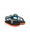 Stella McCartney Kids logo-print touch strap sandals - Black