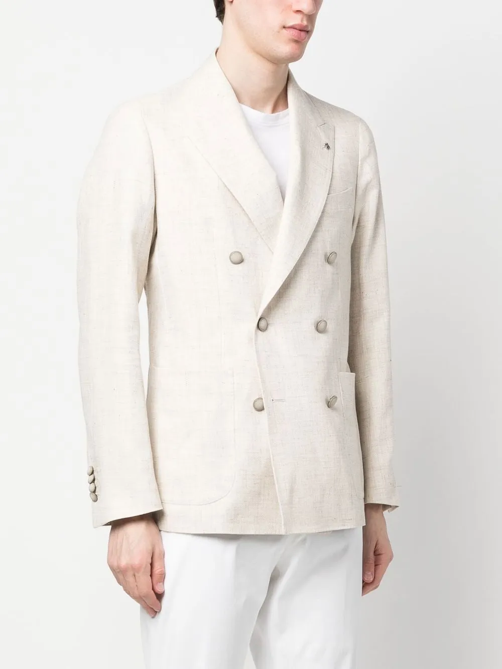 Shop Tagliatore Double-breasted Button Blazer In Neutrals