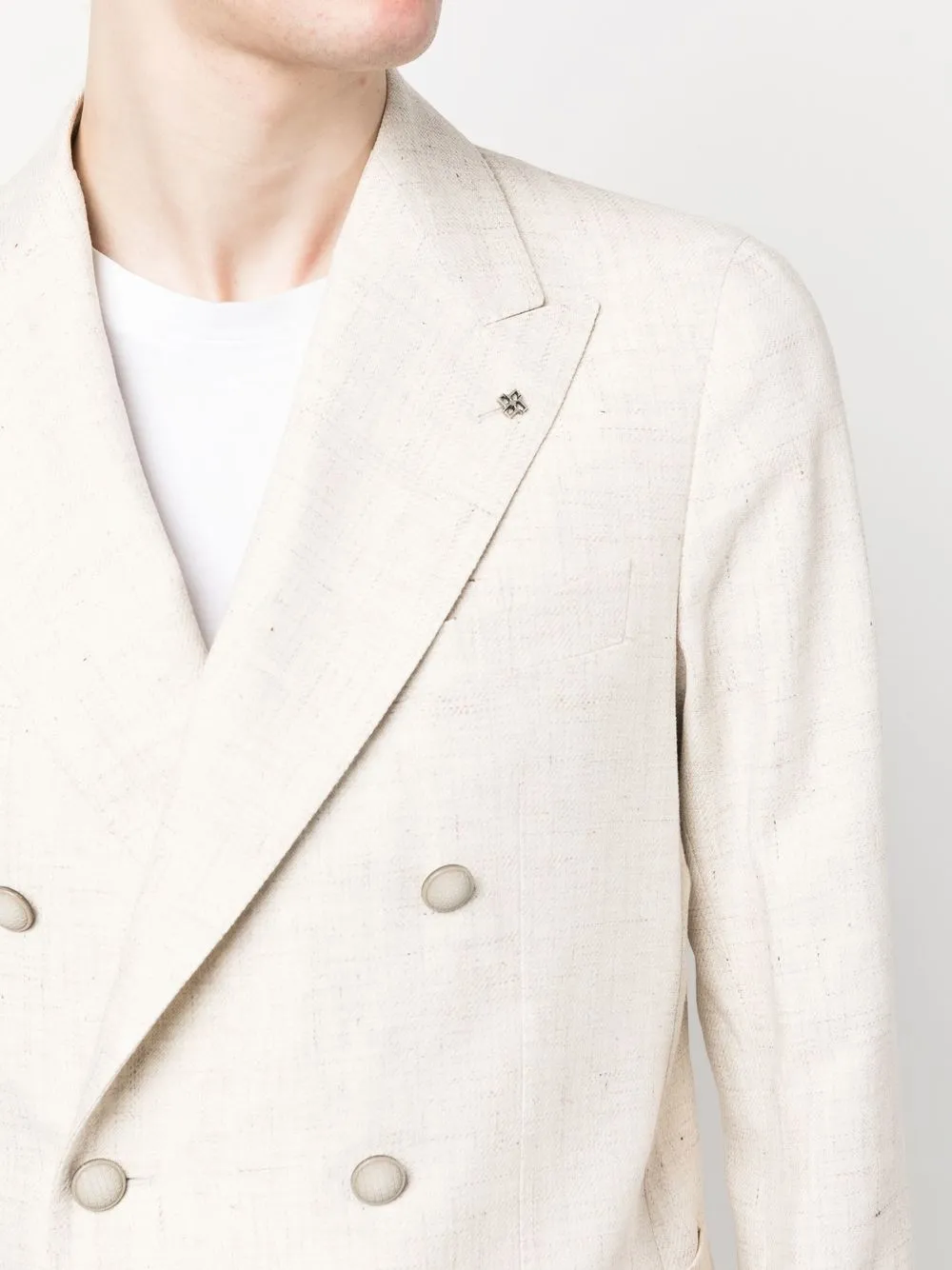 Shop Tagliatore Double-breasted Button Blazer In Neutrals