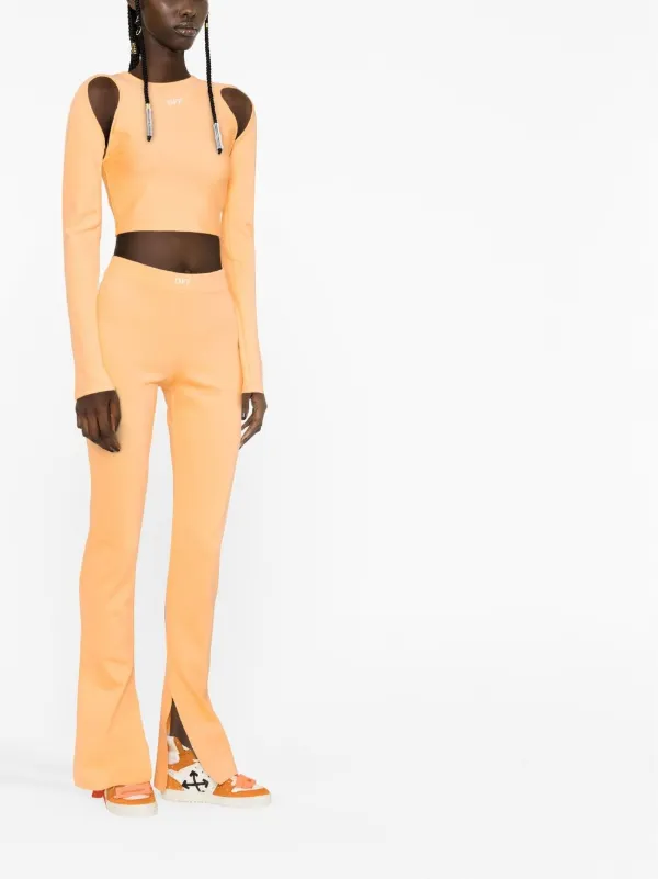 Off-White cut-out long-sleeve Crop Top Orange FARFETCH IN