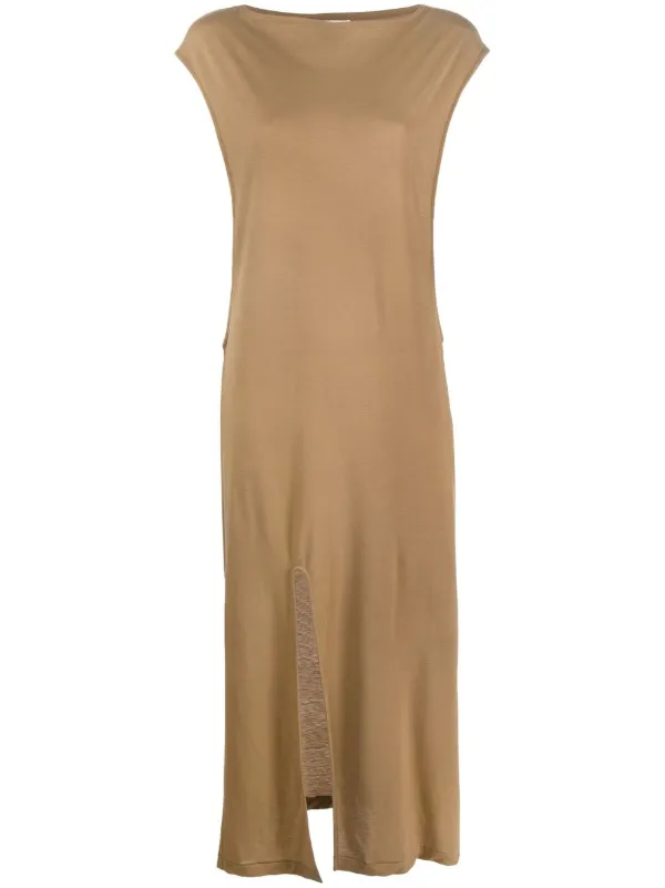 Auralee Front-slit Cut-out Dress in Neutrals