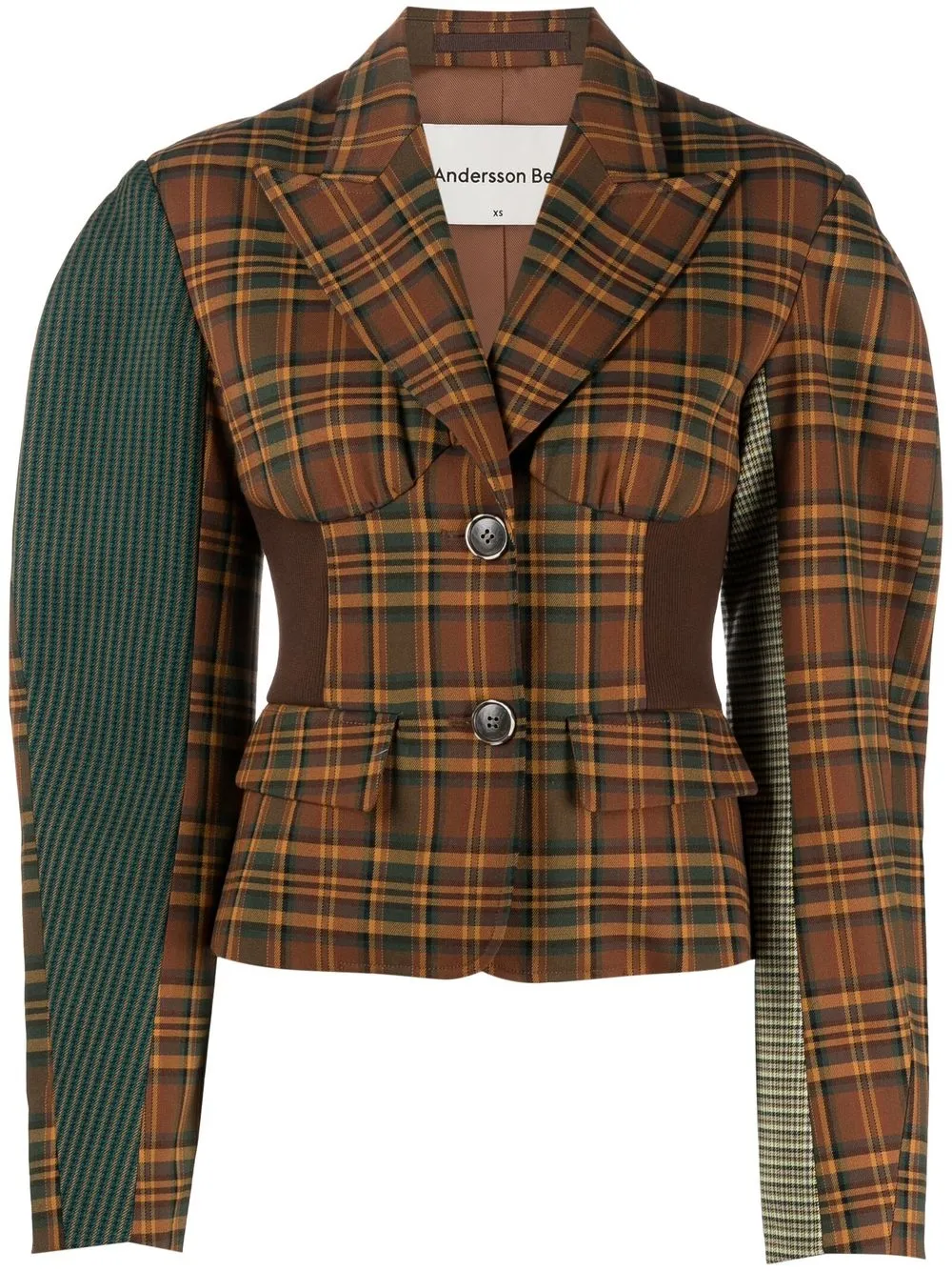 

Andersson Bell plaid-pattern cropped jacket - Brown