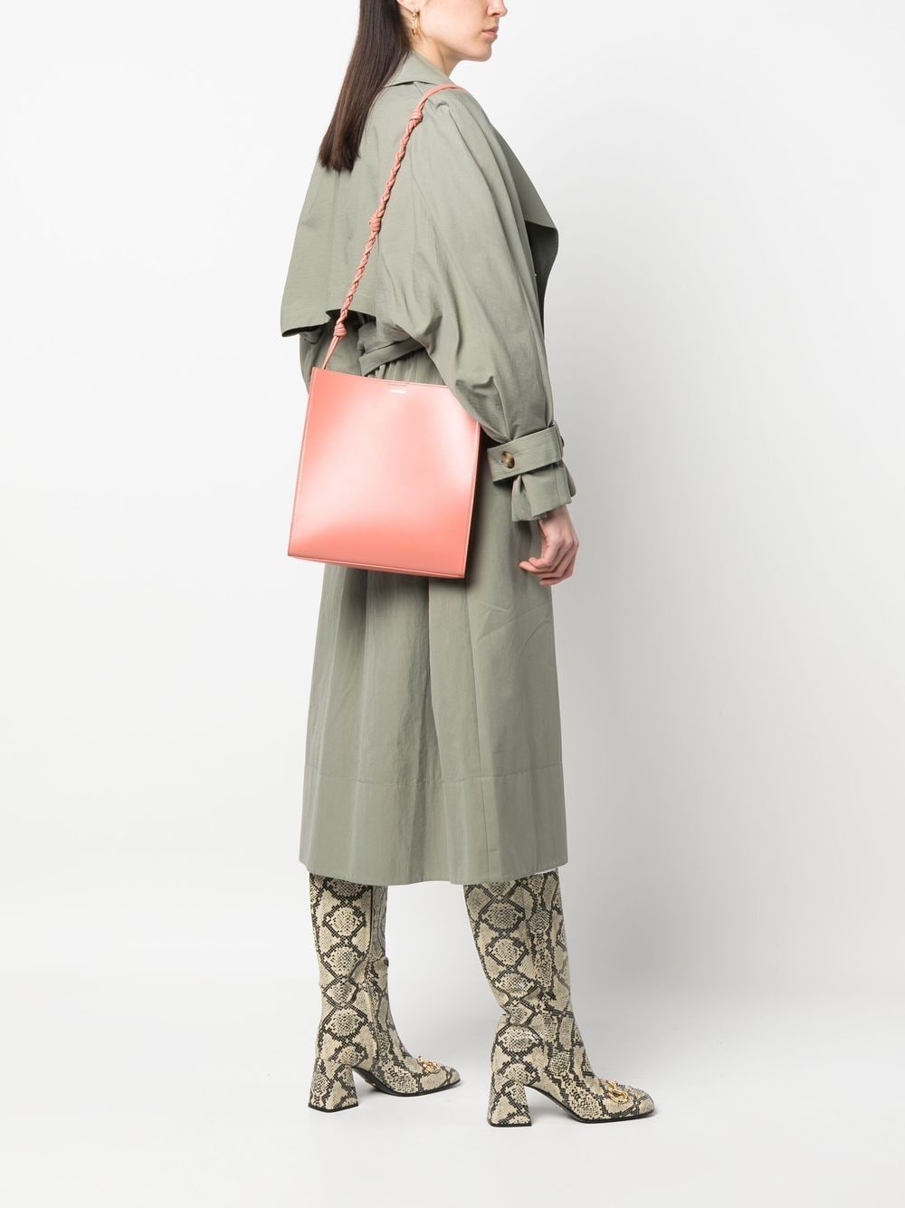 Shop Jil Sander Medium Tangle Leather Shoulder Bag In Pink