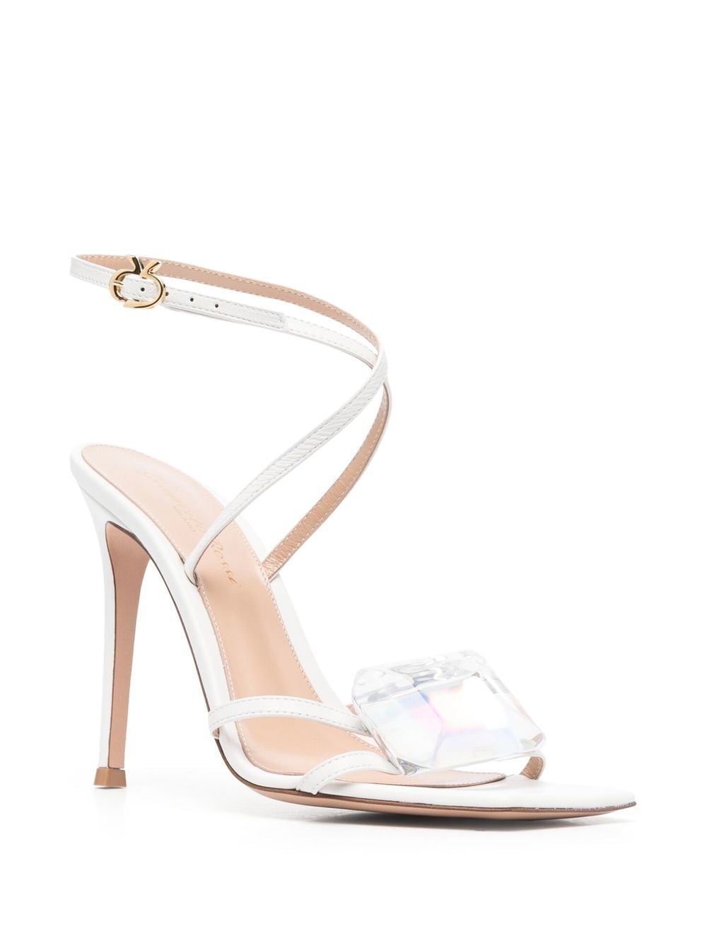 Shop Gianvito Rossi Crystal Strappy Sandals In Weiss
