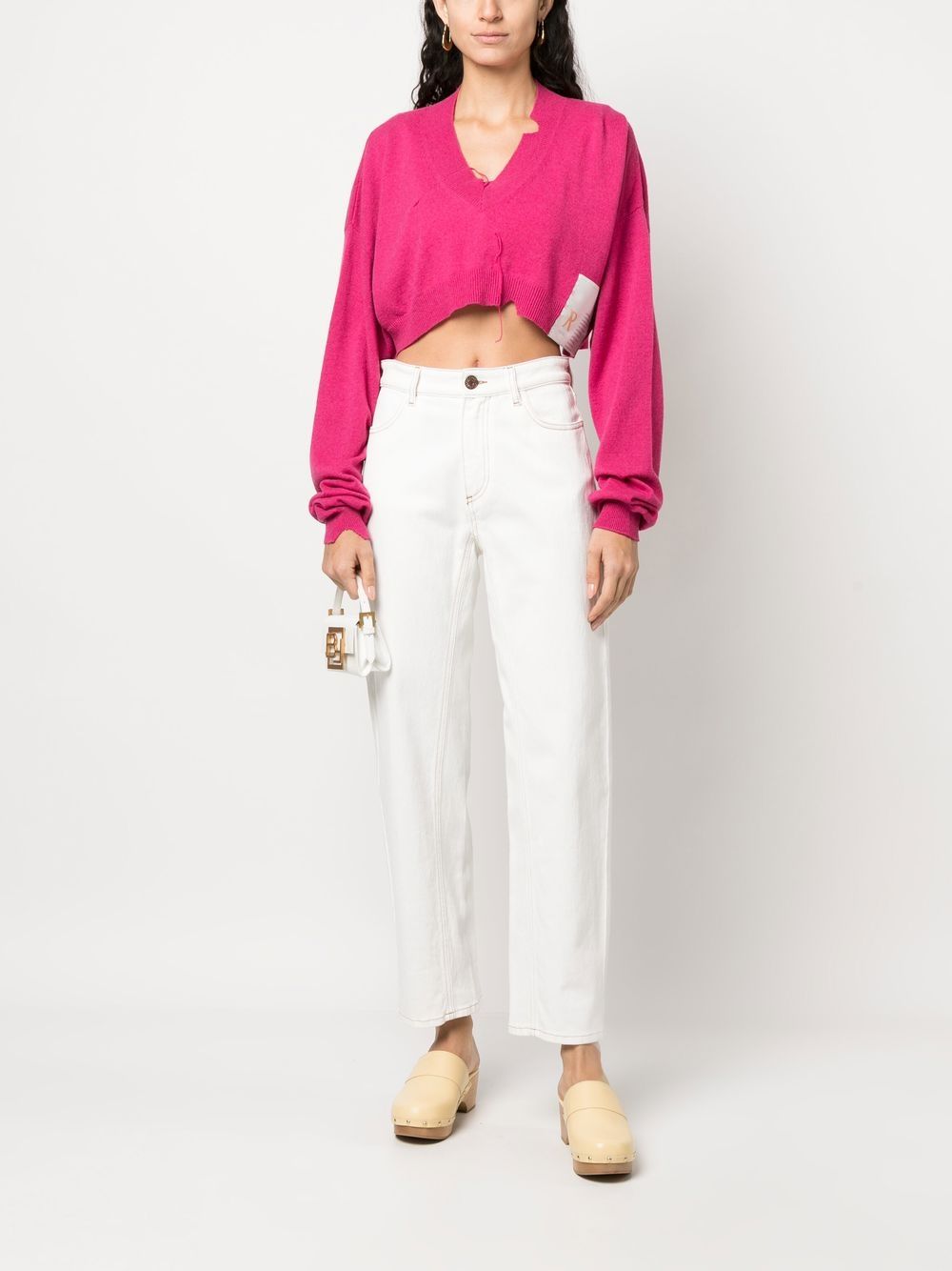 Shop Ramael Cropped Knitted Jumper In Rosa