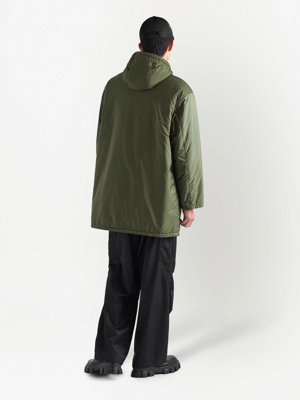 Shop Prada Re-nylon Long Raincoat In 绿色