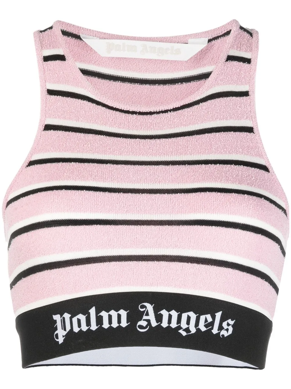 

Palm Angels top corto con banda del logo - Rosado