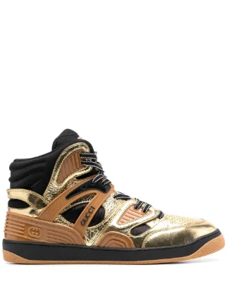 Gucci Basket ハイカットスニーカー | ゴールドトーン | FARFETCH JP