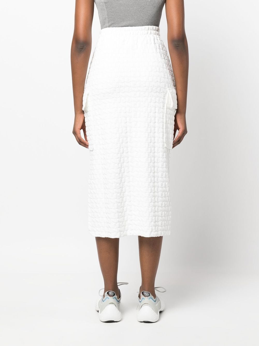 Shop Sunnei Embossed Logo-print Midi Skirt In White