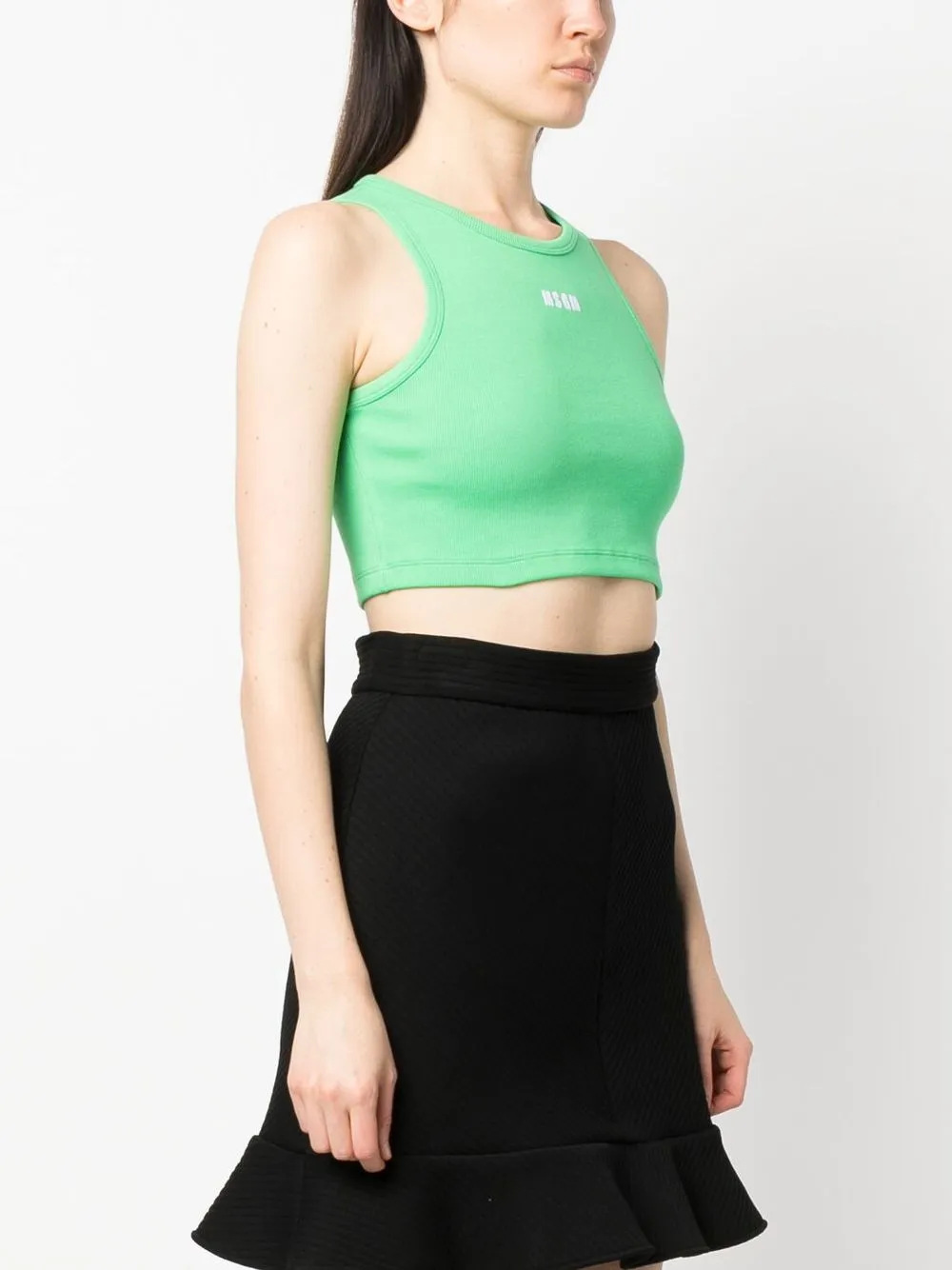 Msgm Logo-print Sleeveless Top In Grün