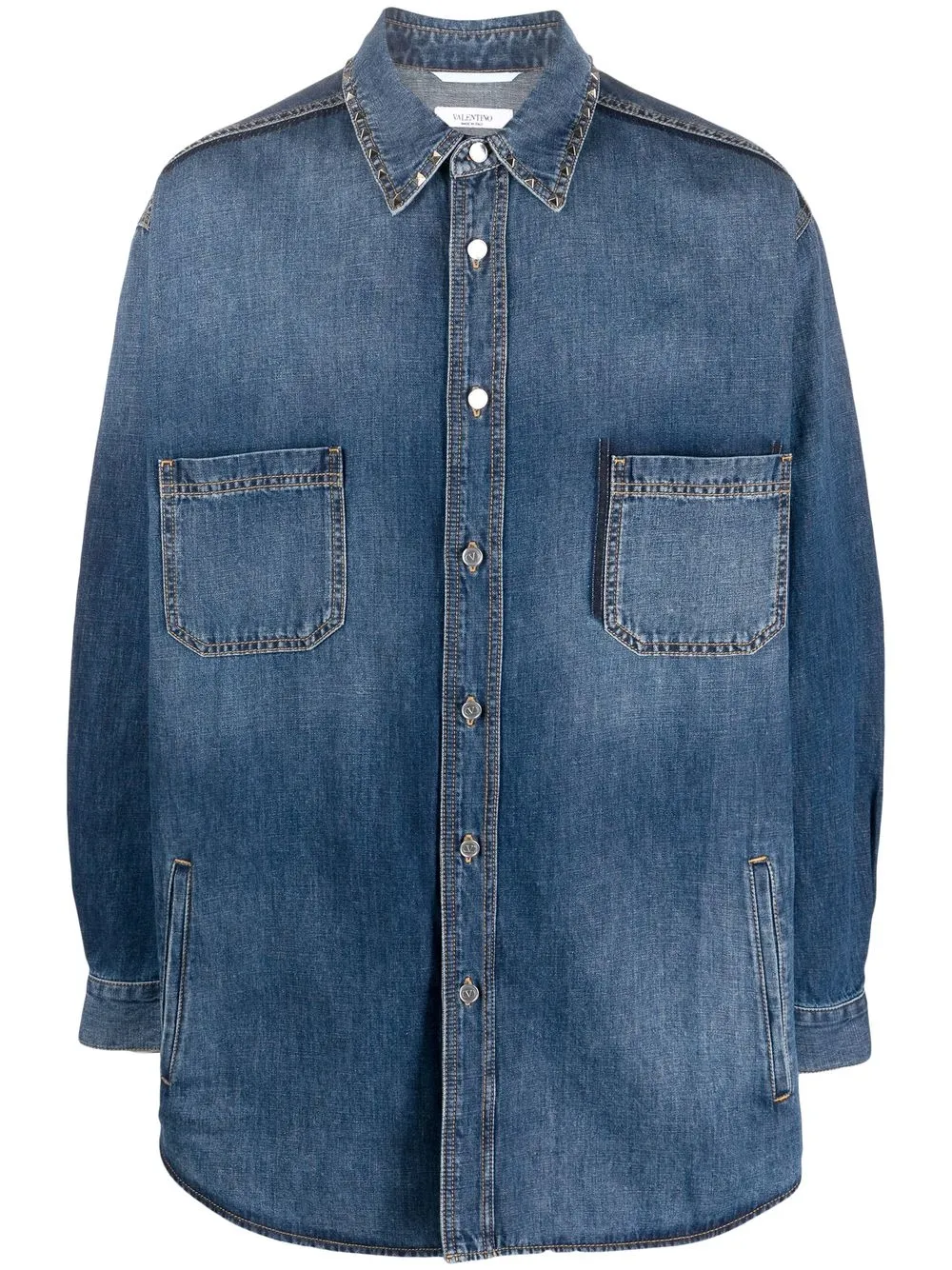 

Valentino panelled denim shirt - Blue