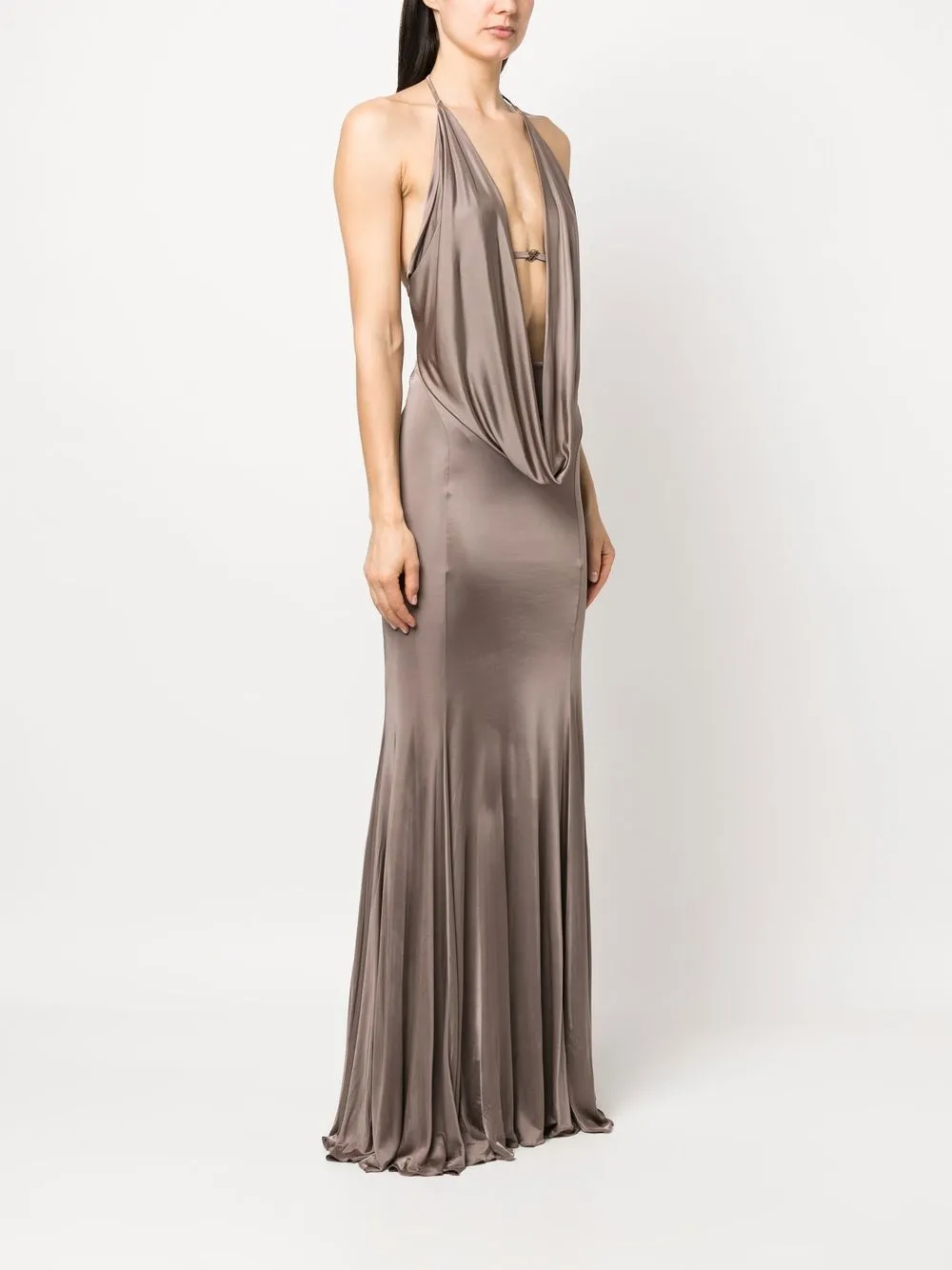 Blumarine Draped Neckline Sleeveless Gown Farfetch