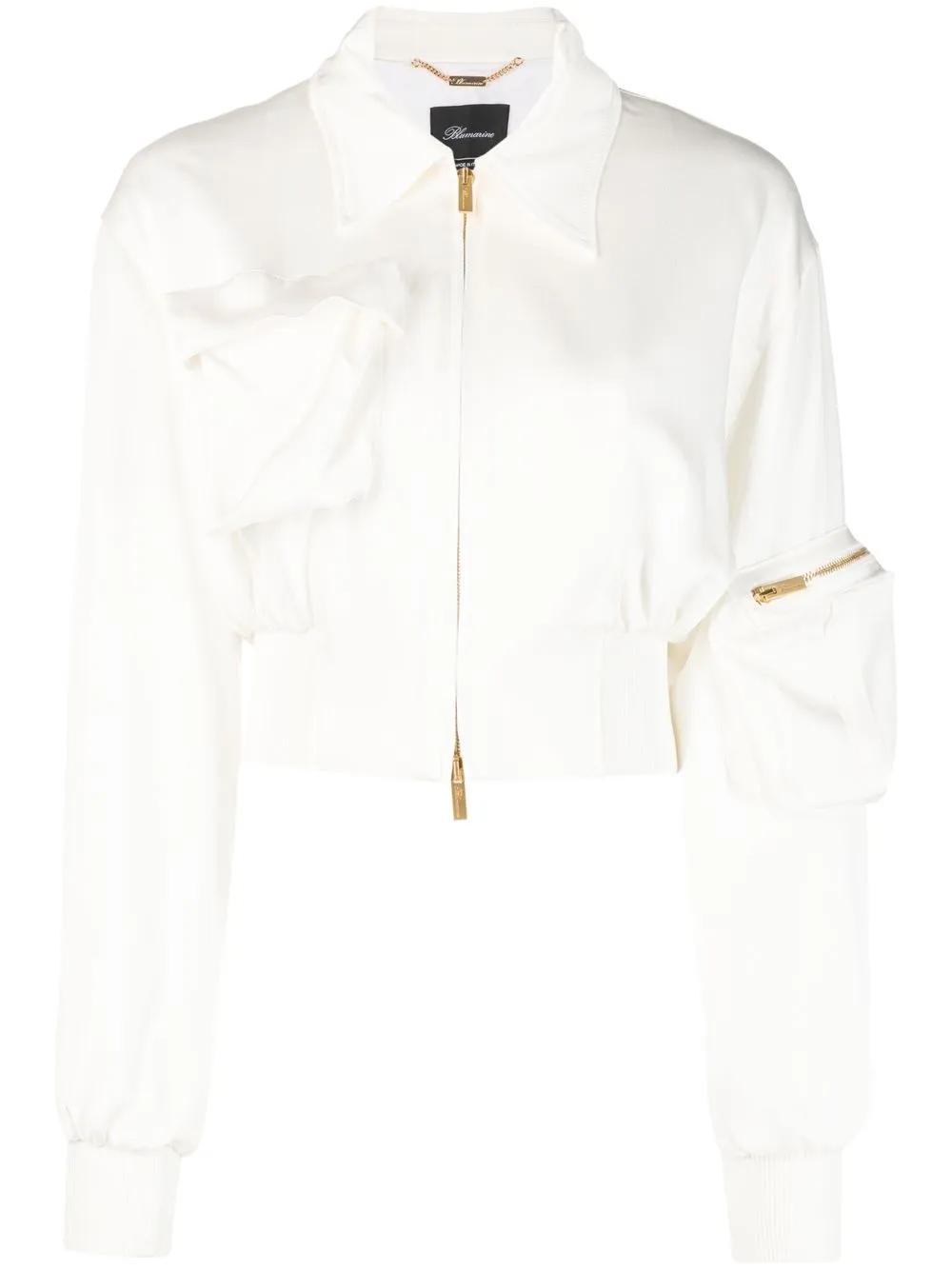 Blumarine veste bomber crop à fermeture zippée - Blanc Top Merken Winkel