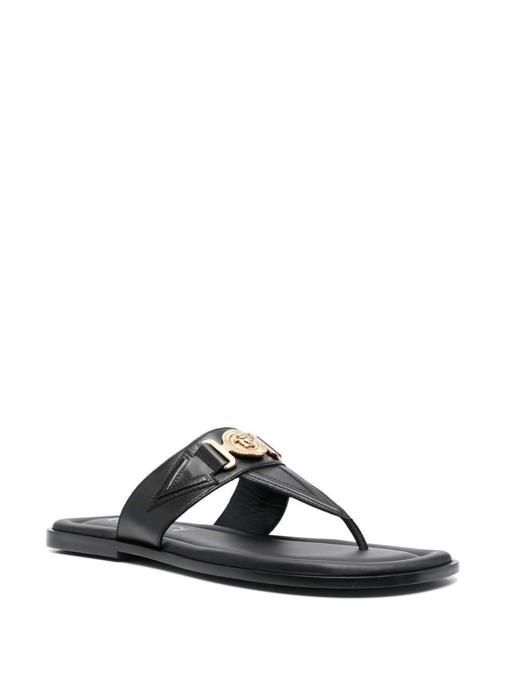 Versace La Medusa leren teenslippers - Zwart