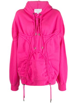 Collina Strada star appliqu Ruched Cotton Hoodie Farfetch