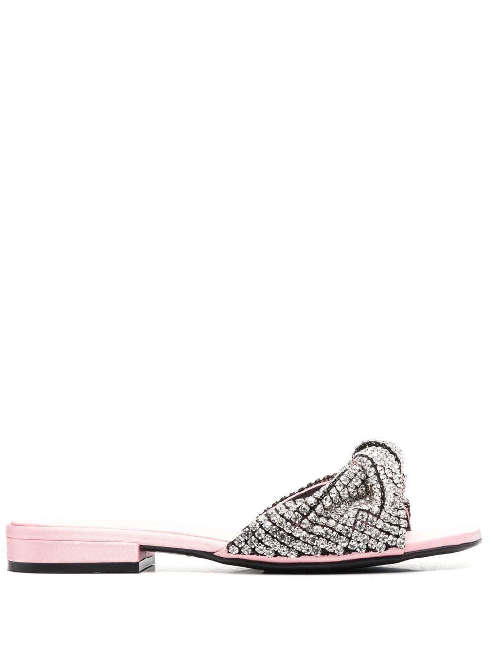Shop Sergio Rossi Crystal-embellished Flat Sandals In Pink