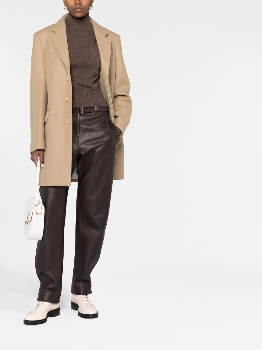 Shop The Row Single-breasted Wool Coat In Neutrals