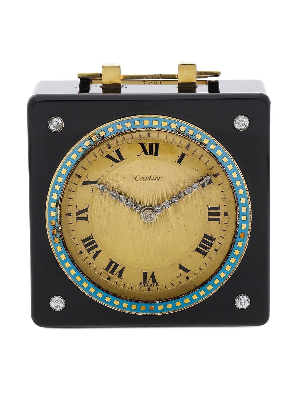 Pre-owned Cartier Vintage Travel Clock 60mm In Yellow