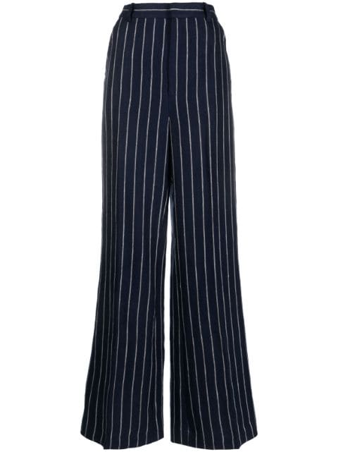 Polo Ralph Lauren pinstriped wide-leg linen trousers