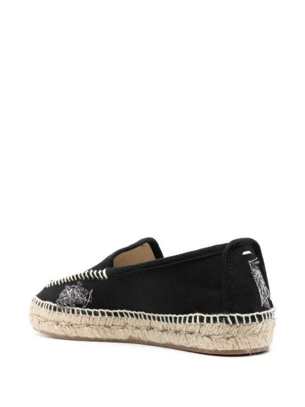 Maison Margiela Embroidered Canvas Espadrilles | Black | FARFETCH RO