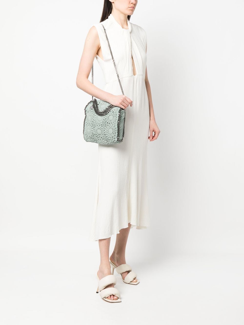 Shop Stella Mccartney Crochet-detail Tote Bag In 绿色