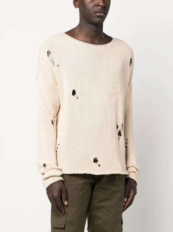 424 ripped-detail crew-neck Sweatshirt - Farfetch