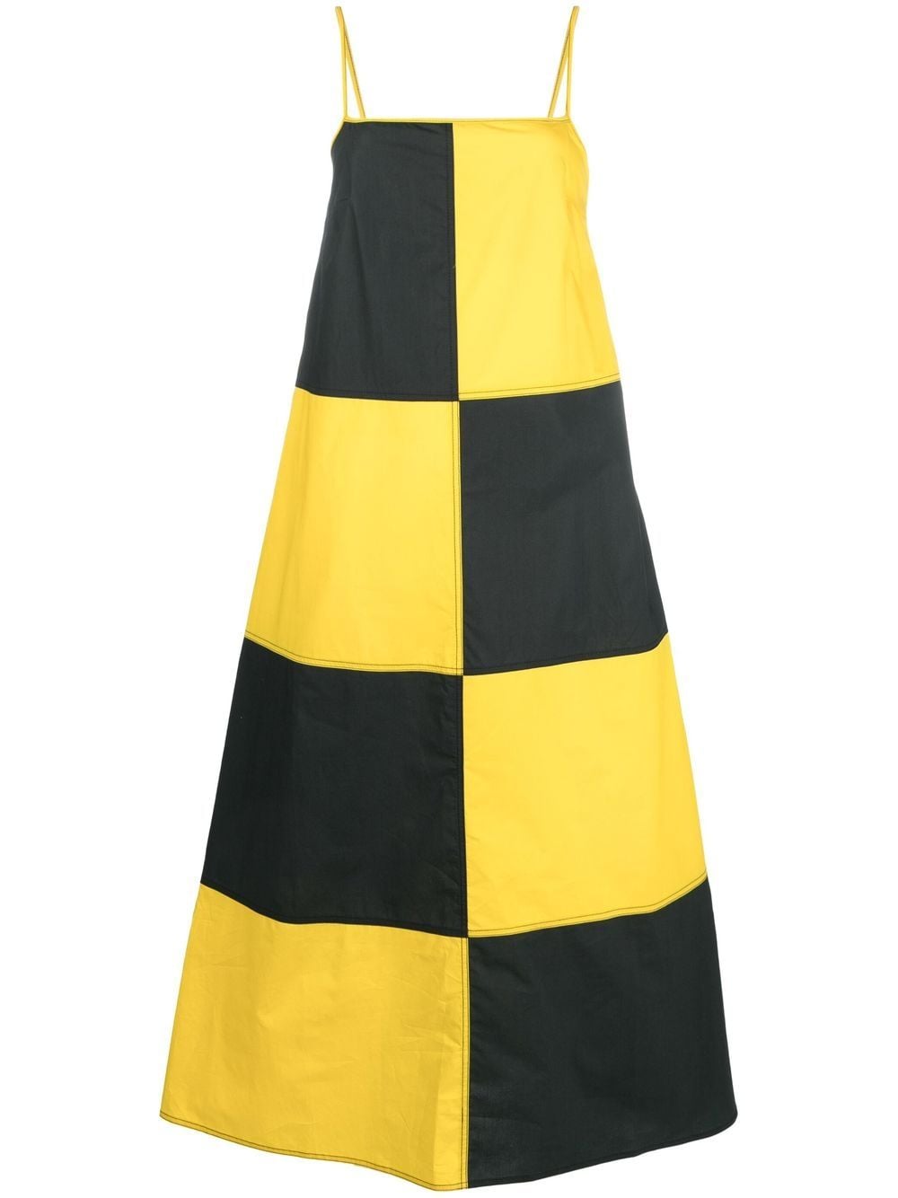 Sunnei Checkerboard-print Midi Dress In Yellow