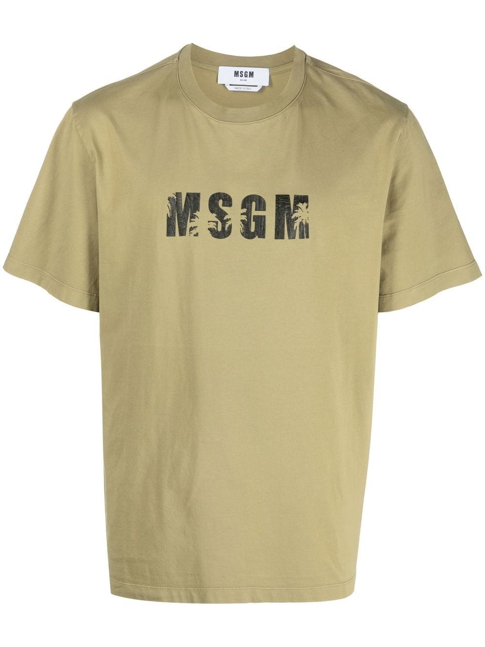 Msgm Distressed Logo-print T-shirt In Grün