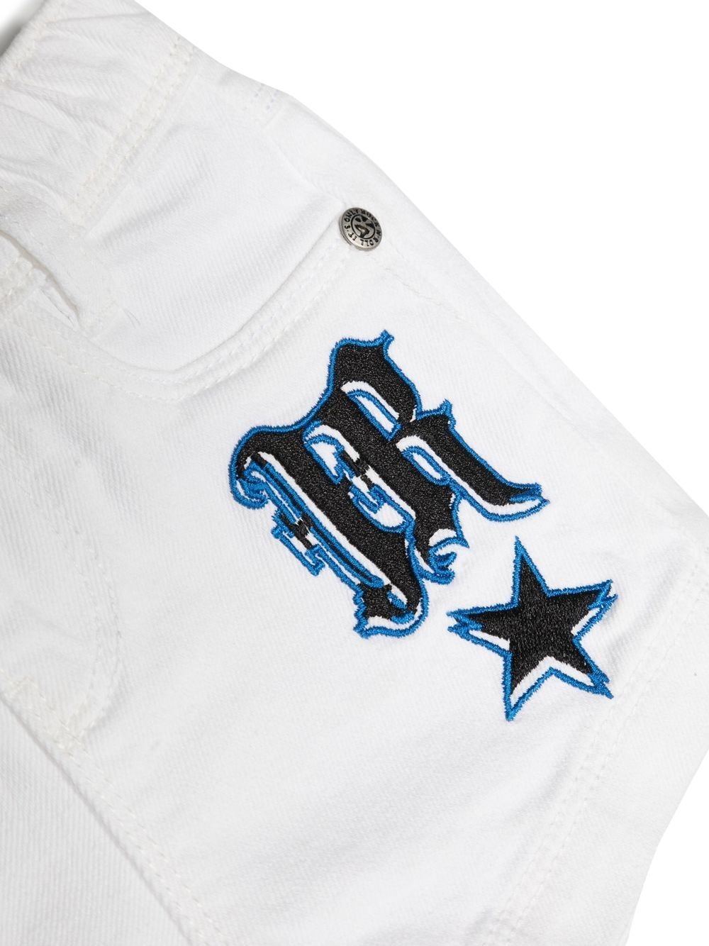 Shop John Richmond Junior Embroidered-logo Detail Shorts In White