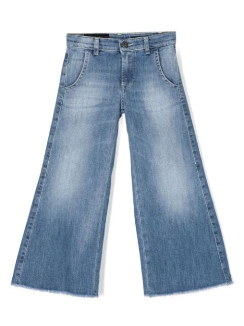 DONDUP KIDS logo-patch wide-leg jeans 