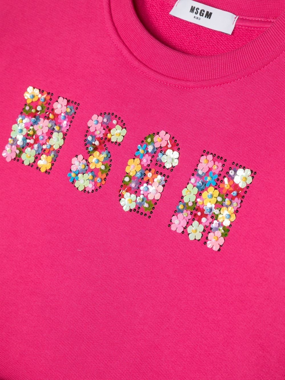 Shop Msgm Appliqué-logo Cropped Sweatshirt In Pink