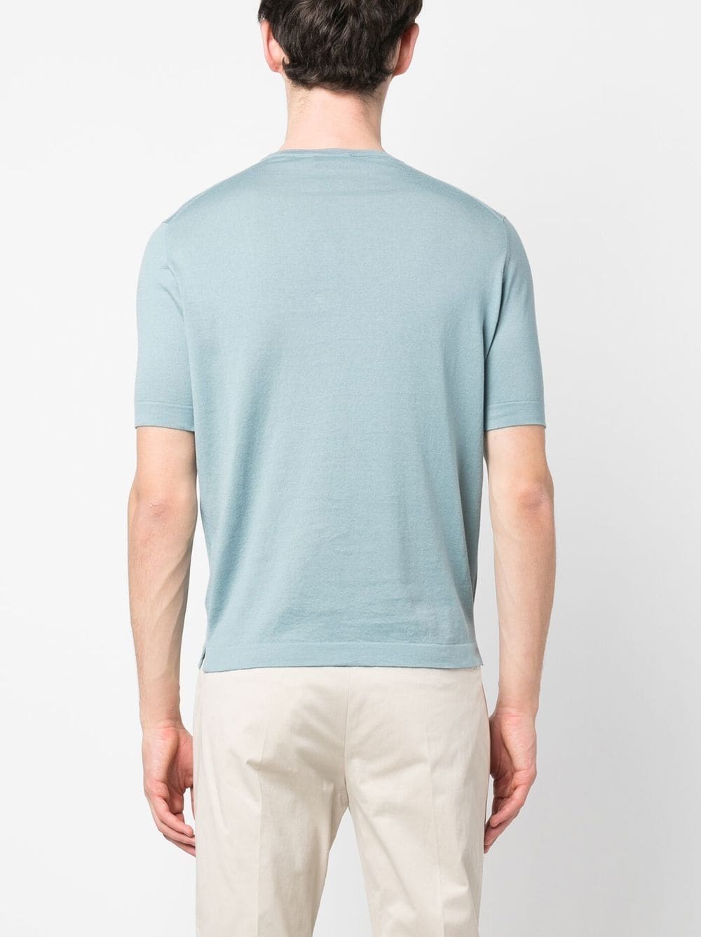 Shop Dell'oglio Crew-neck Cotton T-shirt In Blue