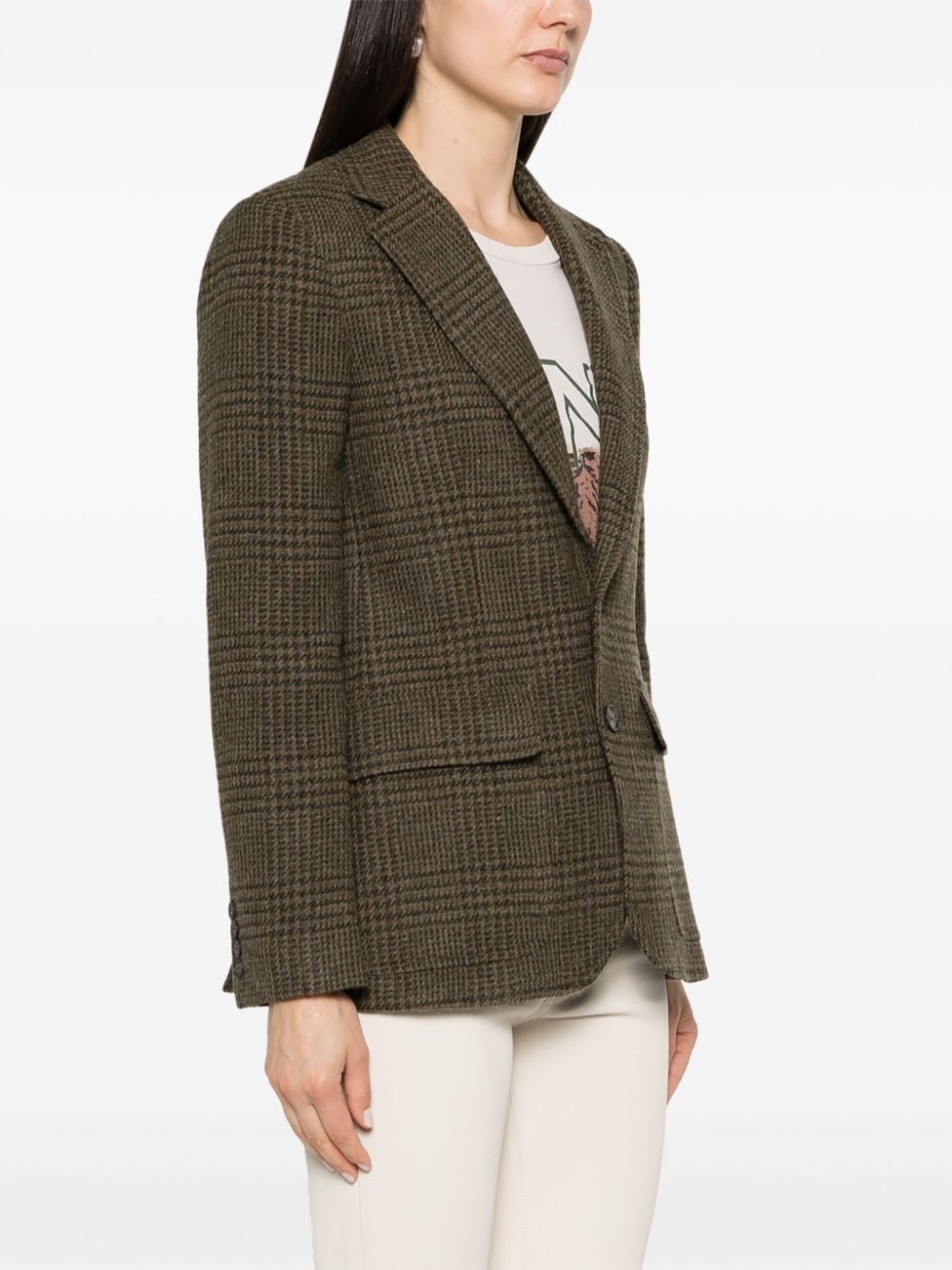 Shop Polo Ralph Lauren Houndstooth Single-breasted Blazer In Green