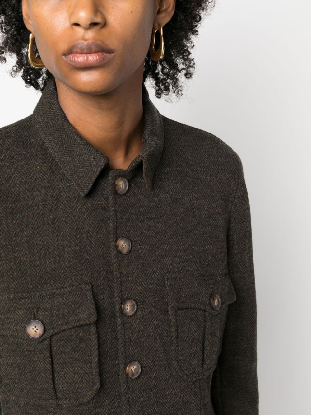 Shop Polo Ralph Lauren Cotton-wool Herringbone Shirt Jacket In Brown