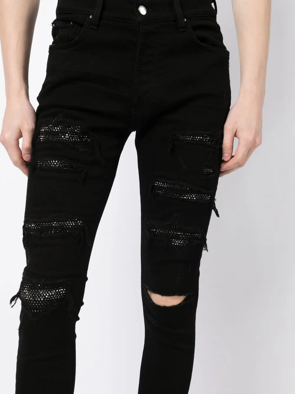 Amiri Thrasher Crystal-embellished Jeans In Schwarz