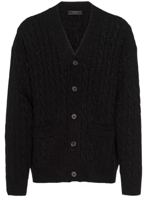 Prada metallic-threading wool-cashmere cardigan