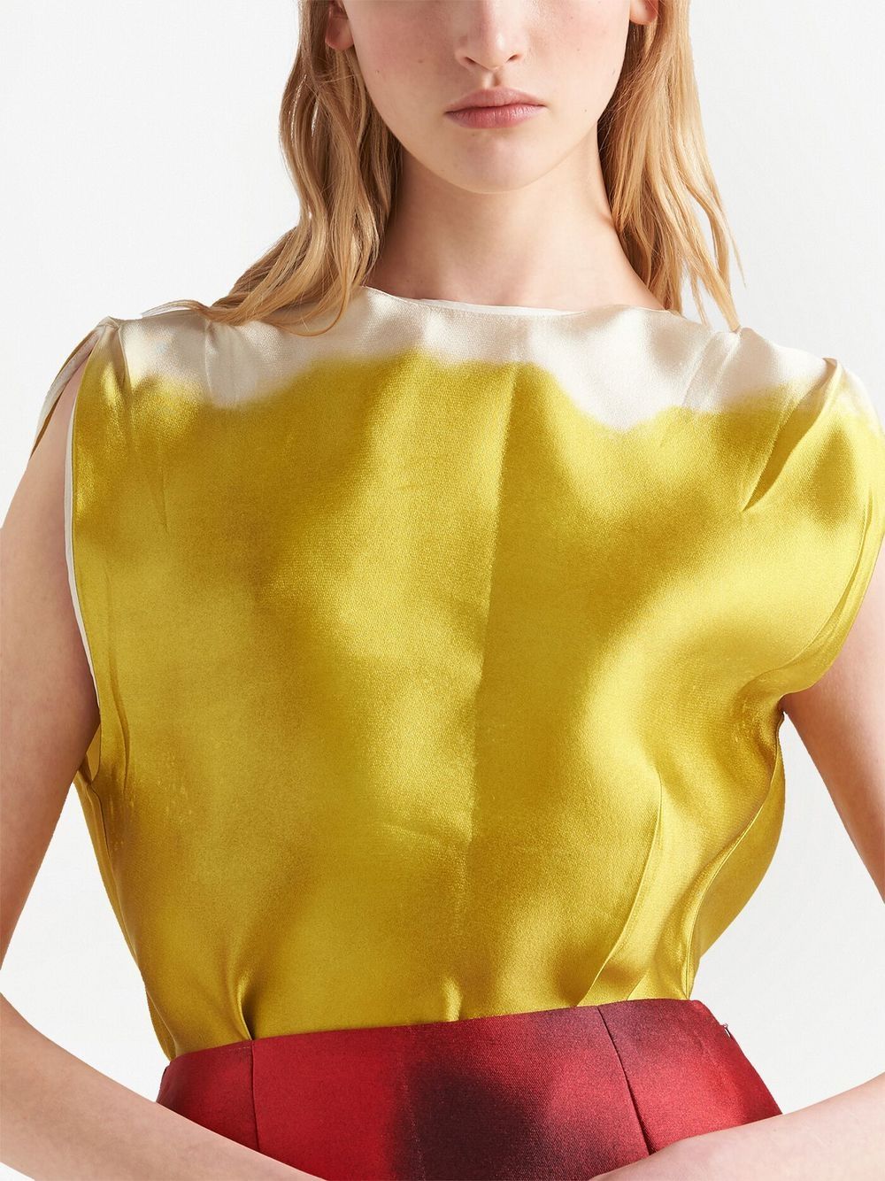 Sleeveless Silk Blend Blouse in Yellow - Prada