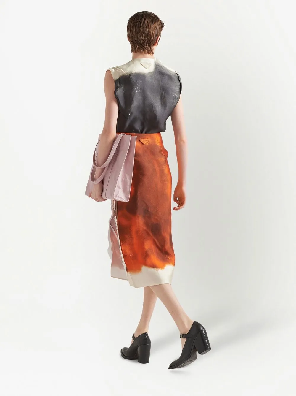 Prada Creased-detail Sleeveless Blouse In Grey