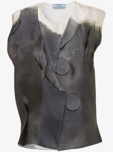 Prada blusa de seda satinada con diseño de dos tonos